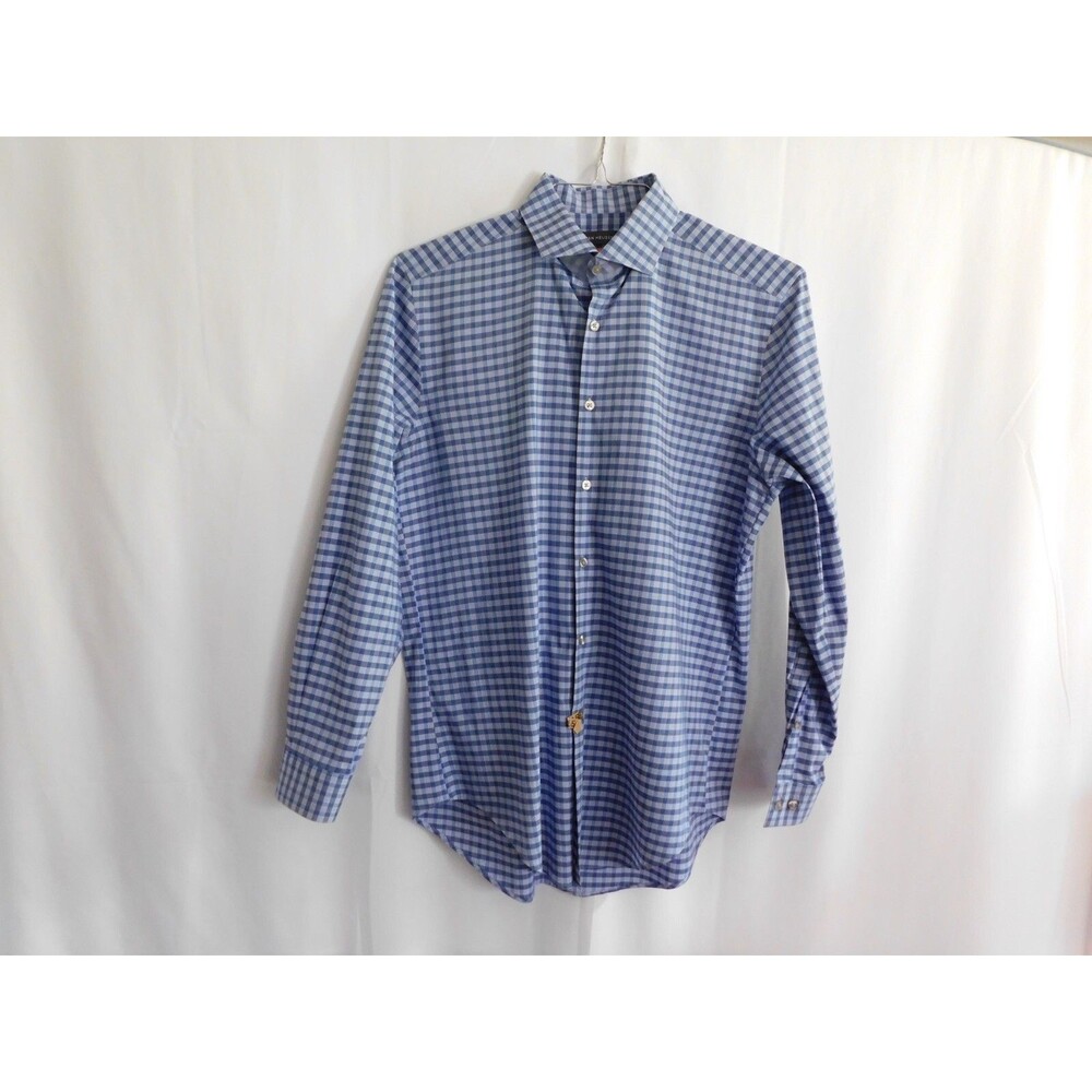 Van Heusen Mens Sz 32 - 33 Small Dress Shirt Trim Fit Blue Business Casual Work